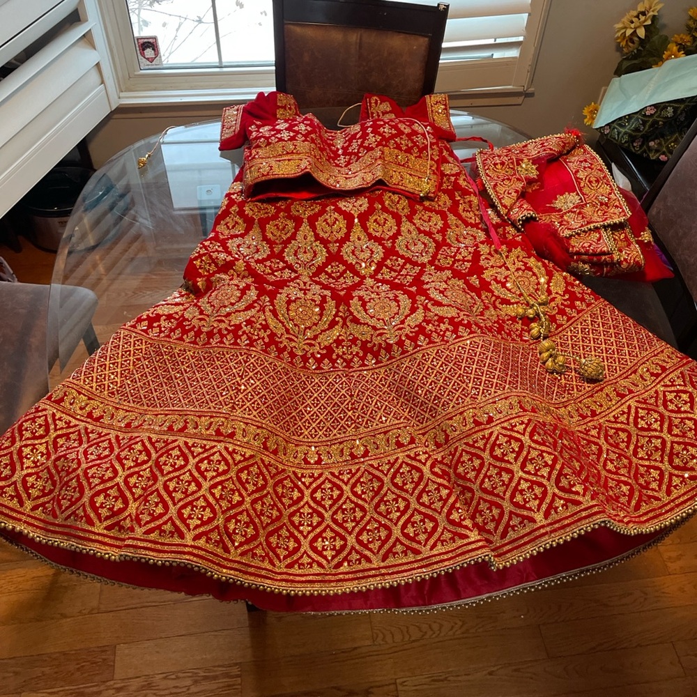Elegant Red and Gold Kids Dress